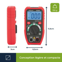 Petit multimètre numérique robuste - CAT III - 600 V - 7 fonctions