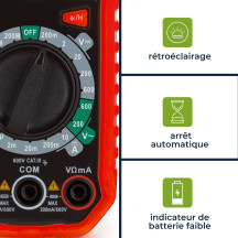 Multimètre numérique compact et antichoc - CAT III - 600 V - 5 fonctions