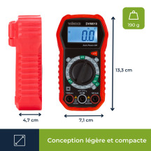 Multimètre numérique compact et antichoc - CAT III - 600 V - 5 fonctions