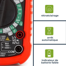 Multimètre numérique industriel antichoc à valeur efficace vraie - CAT III - 1000 V / CAT IV - 600V - 11 fonctions