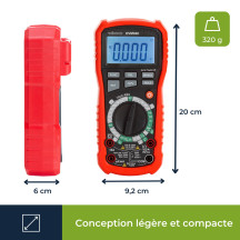 Multimètre numérique industriel antichoc à valeur efficace vraie - CAT III - 1000 V / CAT IV - 600V - 11 fonctions