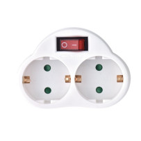 Prise intermédiaire avec interrupteur on/off - 2 prises - Schuko