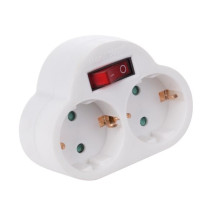 Prise intermédiaire avec interrupteur on/off - 2 prises - Schuko