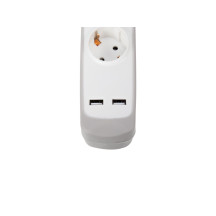 Multiprise à 3 voies avec interrupteur - 2 ports USB - câble de 1,5 m - mise à la terre