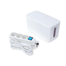 BLOC MULTIPRISE AVEC BOÎTE DE RANGEMENT - 3 PRISES - CÂBLE DE 1.5 m - BLANC - TERRE ALLEMANDE