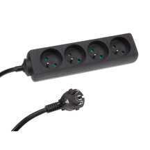Multiprise à 4 prises - câble de 1,5 m - noir - broche de terre