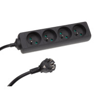 Multiprise à 4 prises - câble de 1,5 m - noir - broche de terre