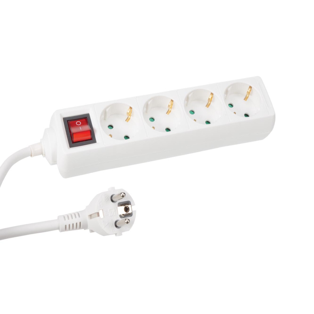 Multiprise 4 voies avec 3 prises et interrupteur - 3 m - mise à la terre