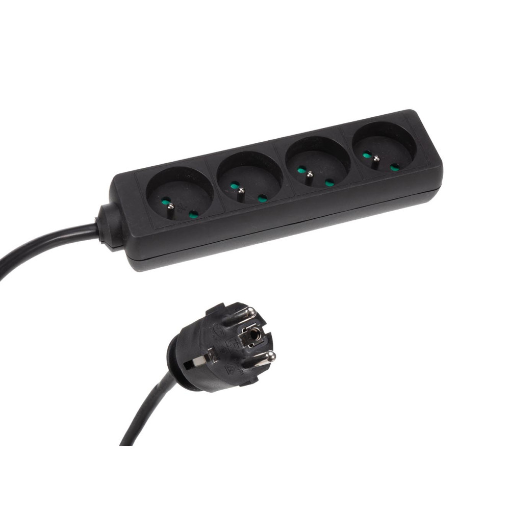 Multiprise à 4 prises avec gaine thermorétractable - 3G2.5 - 5 m - broche de terre