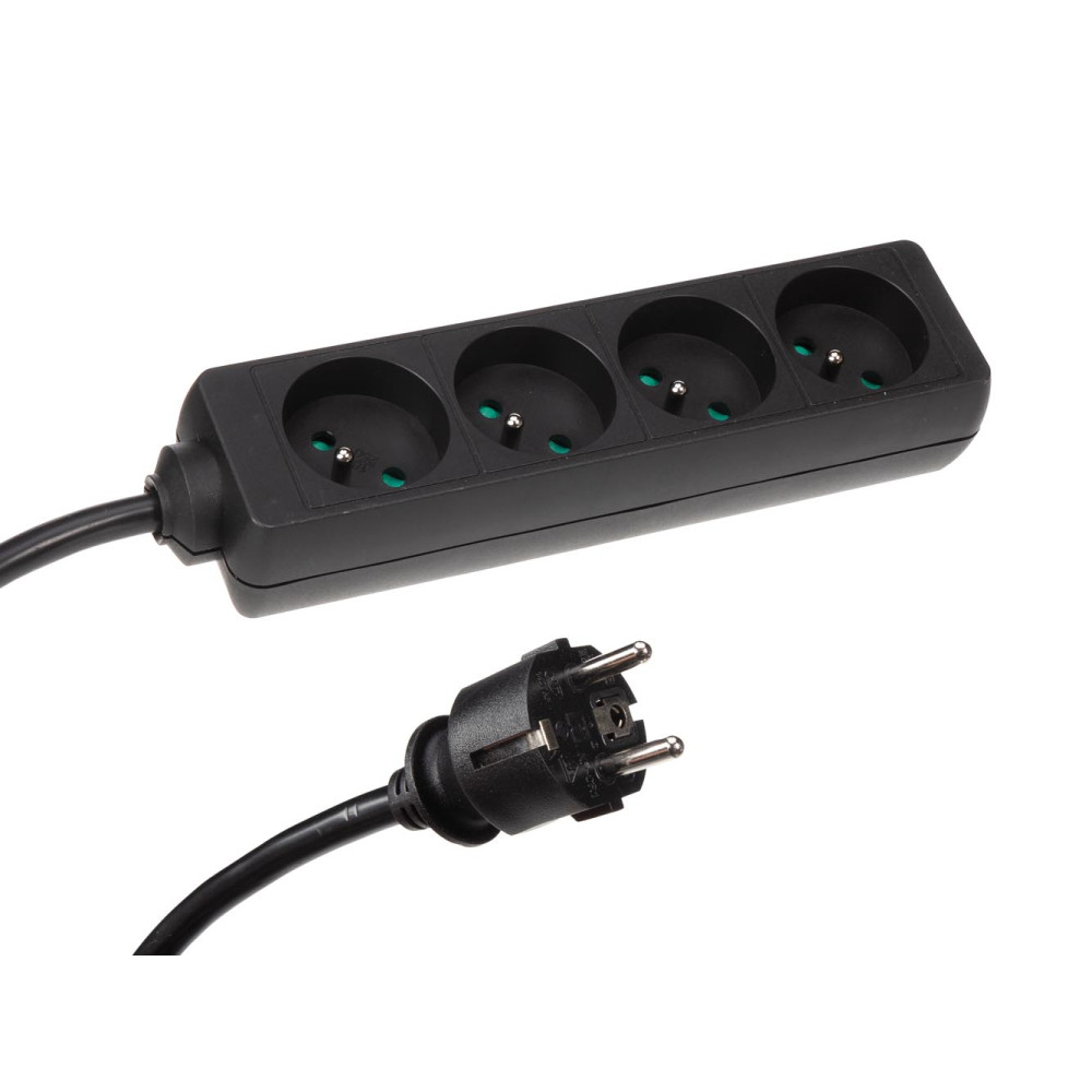 Multiprise à 4 prises avec gaine thermorétractable - 3G2.5 - 1,5 m - broche de terre