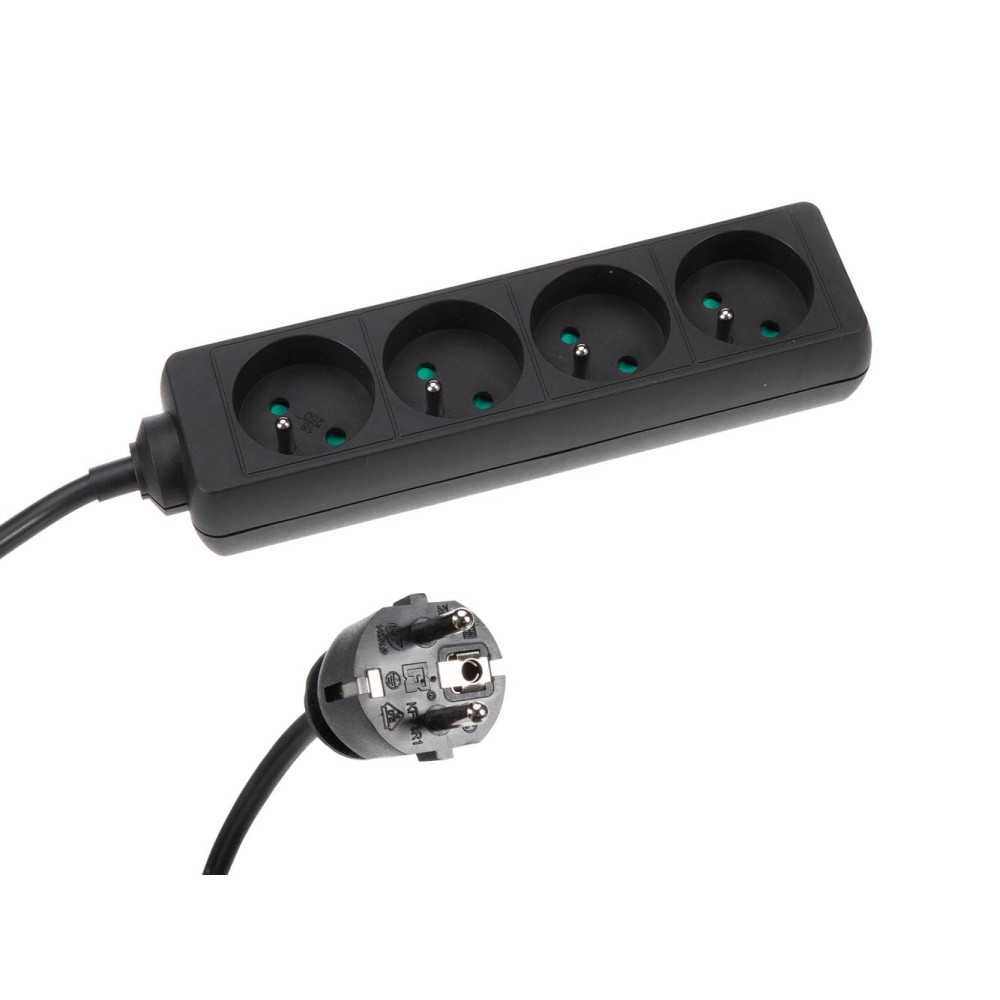 Multiprise à 4 prises avec gaine thermorétractable - 3G1.5 - 5 m - broche de terre