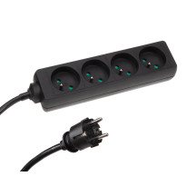 Multiprise à 4 prises avec gaine thermorétractable - 3G1.5 - 1,5 m - broche de terre