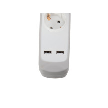 Multiprise 5 prises avec interrupteur - 2 ports USB - câble de 1,5 m - mise à la terre