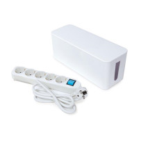 BLOC MULTIPRISE AVEC BOÎTE DE RANGEMENT - 5 PRISES - CÂBLE DE 1.5 m - BLANC - TERRE ALLEMANDE