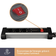 MULTIPRISE DE TABLE - 3 PRISES - 2 PORTS USB - 2.4 A - TERRE ALLEMANDE