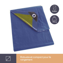Bâche - bleu/vert - standard - 2 x 8 m