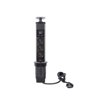 BLOC 3 PRISES ESCAMOTABLE + 2 x USB - SCHUKO