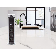 BLOC 3 PRISES ESCAMOTABLE + 2 x USB - SCHUKO