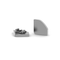 CAPUCHON EN ALUMINIUM POUR PROFILÉ LED ALU-45 - SANS TROU DE CÂBLE - ARGENT