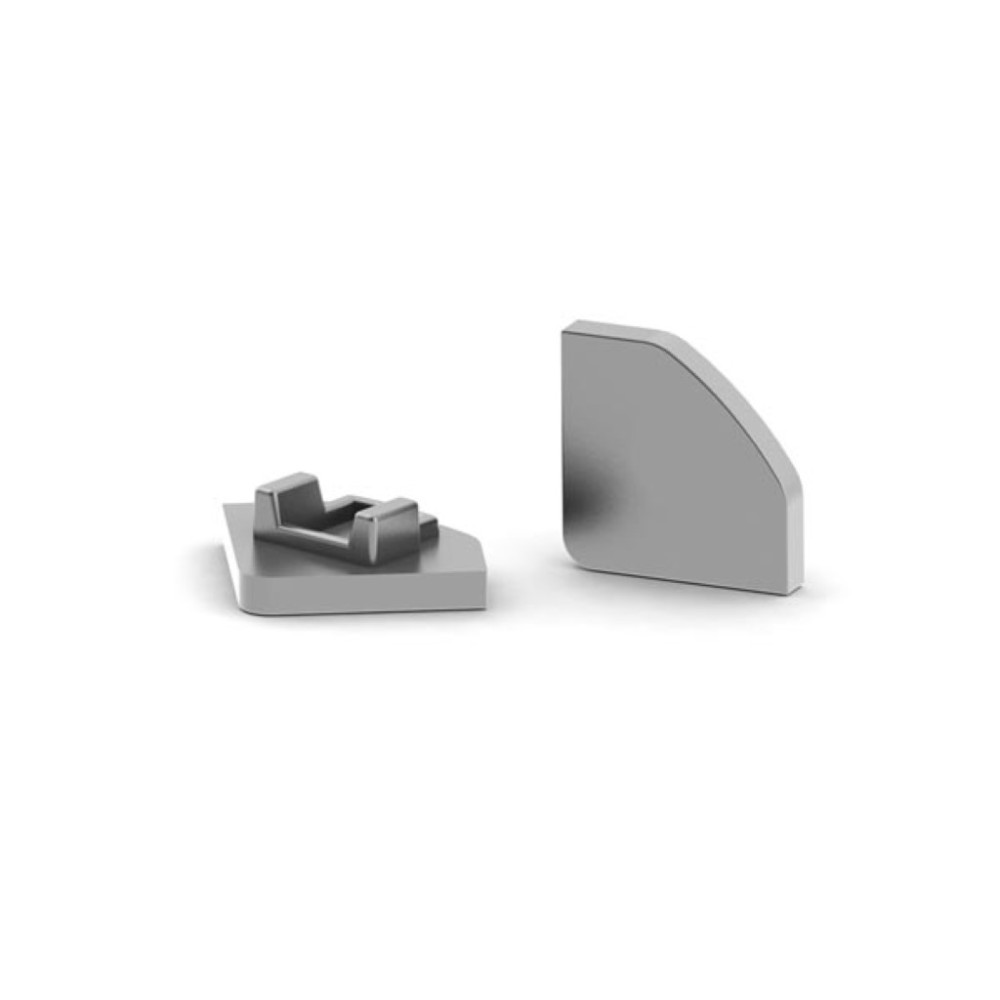 CAPUCHON EN ALUMINIUM POUR PROFILÉ LED ALU-45 - SANS TROU DE CÂBLE - ARGENT