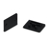 CAPUCHON EN ALUMINIUM POUR DIFFUSEUR PPMA POUR RUBAN LED ALU-EPOXY - SANS TROU DE CÂBLE - NOIR