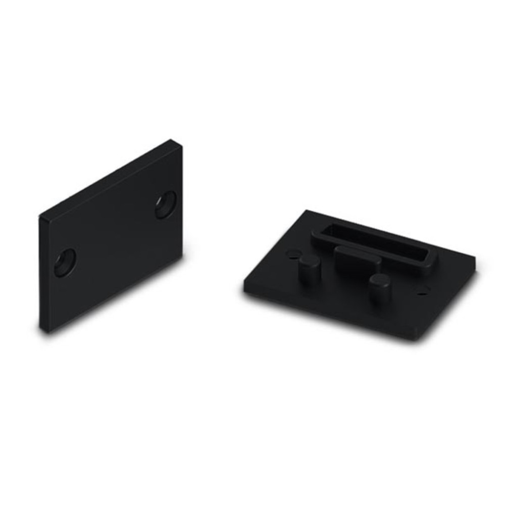 CAPUCHON EN ALUMINIUM POUR DIFFUSEUR PPMA POUR RUBAN LED ALU-EPOXY - SANS TROU DE CÂBLE - NOIR