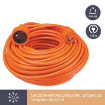 RALLONGE - 40 m - ORANGE - 3G1.5 - TERRE FRANÇAISE