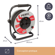 ENROULEUR PROFESSIONNEL NÉOPRÈNE - 40 m - 3G2.5 - 4 PRISES - TERRE FRANÇAISE