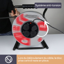 ENROULEUR PROFESSIONNEL NÉOPRÈNE - 40 m - 3G2.5 - 4 PRISES - TERRE FRANÇAISE