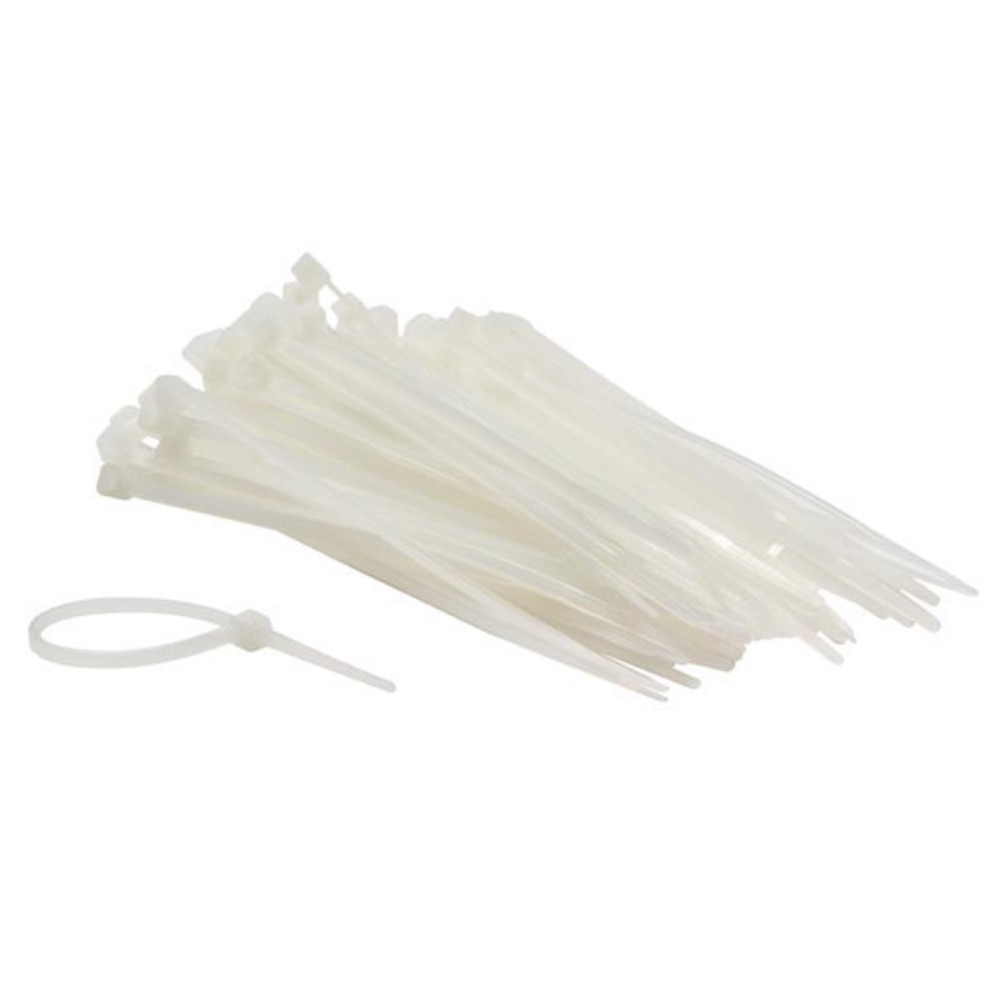 JEU DE SERRE-CÂBLES EN NYLON - 2.5 x 100 mm - BLANC (100 pcs)