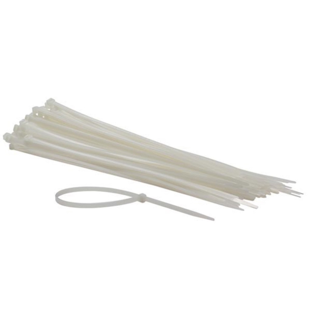 JEU DE SERRE-CÂBLES EN NYLON - 4.8 x 300 mm - BLANC (100 pcs)