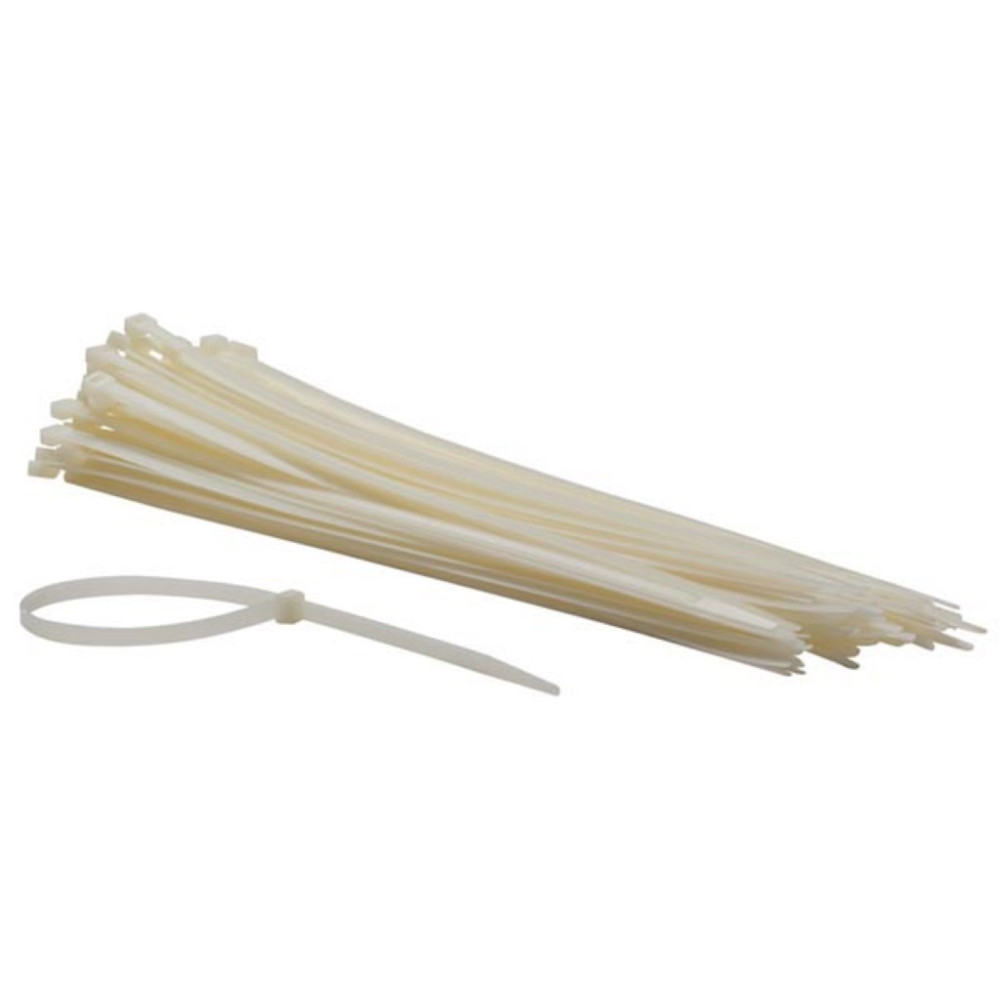 JEU DE SERRE-CÂBLES EN NYLON - 7.6 x 400 mm - BLANC (100 pcs)
