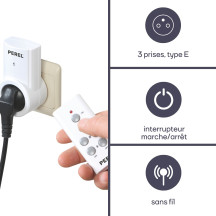 JEU DE PRISES AVEC TÉLÉCOMMANDE (3 PRISES + TÉLÉCOMMANDE)