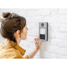 Sonnette vidéo professionnelle IP métal 1 bouton - gris - PoE