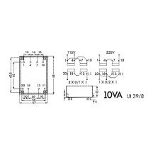 TRANSFORMATEUR BAS PROFIL 10VA 2 x 24V / 2 x 0.208A