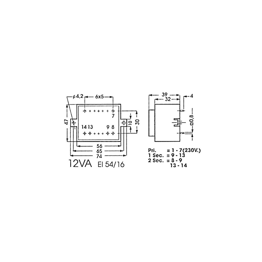 TRANSFORMATEUR MOULE 12VA 2 x 24V / 2 x 0.250A