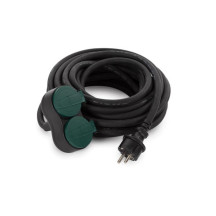 RALLONGE ÉLECTRIQUE AVEC 2 PRISES - USAGE EXTÉRIEUR - 10 m - NOIR - 3G2.5 - TERRE FRANÇAISE