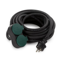 RALLONGE ÉLECTRIQUE AVEC 2 PRISES - USAGE EXTÉRIEUR - 10 m - NOIR - 3G2.5 - TERRE ALLEMANDE