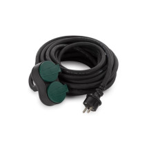 RALLONGE ÉLECTRIQUE AVEC 2 PRISES - USAGE EXTÉRIEUR - 10 m - NOIR - 3G2.5 - TERRE ALLEMANDE