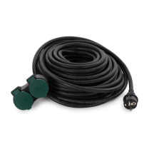 RALLONGE ÉLECTRIQUE AVEC 2 PRISES - USAGE EXTÉRIEUR - 20 m - NOIR - 3G2.5 - TERRE FRANÇAISE -