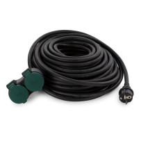 RALLONGE ÉLECTRIQUE AVEC 2 PRISES - USAGE EXTÉRIEUR - 20 m - NOIR - 3G2.5 - TERRE ALLEMANDE