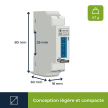 Compteur kwh monophasé pour montage sur rail din - 1 module
