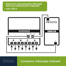 Compteur kwh triphasé pour montage sur rail din - 7 modules - usage professionnel