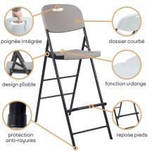 TABOURET DE BAR À DOSSIER - PLIANT