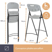 TABOURET DE BAR À DOSSIER - PLIANT