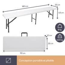 BANC PLIANT - 180 x 25 x 43 cm
