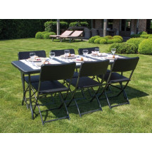 TABLE PLIANTE - IMITATION ROTIN - 180 x 75 x 74 cm