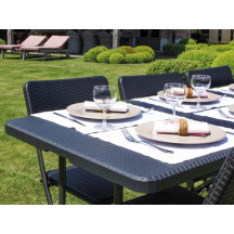 TABLE PLIANTE - IMITATION ROTIN - 180 x 75 x 74 cm