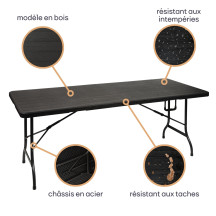 TABLE PLIANTE - IMITATION BOIS - 180 x 75 x 74 cm