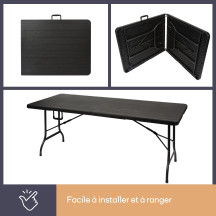 TABLE PLIANTE - IMITATION BOIS - 180 x 75 x 74 cm